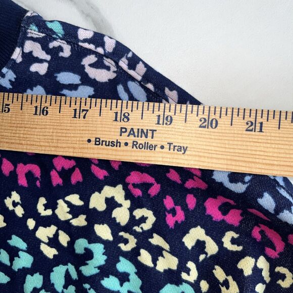 Cabana Crown & Ivy Tunic Sweatshirt XL Navy Blue Colorful All Over Leopard Print - Picture 3 of 10